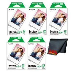 INSTAX Mini Film for Instant Camera 100-Exposure Bundle | For Parties, Events & Instant Photos | Includes Cleaning Cloth INSTAX Mini Film for Instant Camera 100-Exposure Bundle | For Parties, Events & Instant Photos | Includes Cleaning Cloth