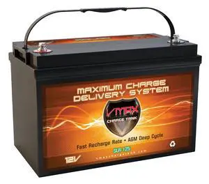 VMAXSLR125 AGM deep cycle 12V 125AH battery for Use with gas or electric power backup generator or smart charger for off grid power systems VMAXSLR125 AGM deep cycle 12V 125AH battery for Use with gas or electric power backup generator or smart charger for off grid power systems