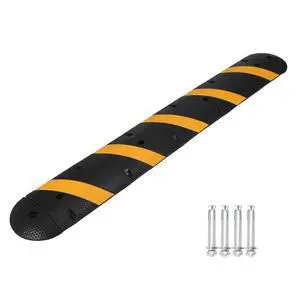 6FT Heavy Duty Rubber Speed Bump with 2 Channel Cable Cover - 72" Parking Lot Speed Hump for Garage, Driveway, Warehouse - Includes Installation Parts, Black/Yellow 6FT Heavy Duty Rubber Speed Bump with 2 Channel Cable Cover - 72" Parking Lot Speed Hump for Garage, Driveway, Warehouse - Includes Installation Parts, Black/Yellow