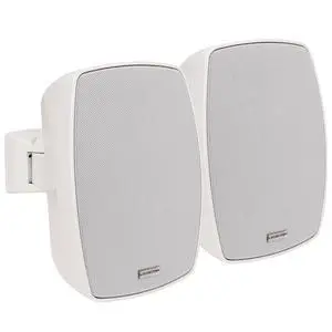 Pair of 5.25" Outdoor Surface-Mount Speakers (VELA-5W-PAIR) | IP55 Weatherproof Enclosure, Adjustable Bracket, 5.25" Woofer, 70V/100V/8, for Home & Commercial Installations, White Pair of 5.25" Outdoor Surface-Mount Speakers (VELA-5W-PAIR) | IP55 Weatherproof Enclosure, Adjustable Bracket, 5.25" Woofer, 70V/100V/8, for Home & Commercial Installations, White