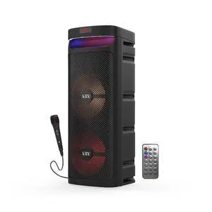 Large Bluetooth Party Speaker with Microphone, Dual 10" Woofers | Piezo Tweeter, LED Woofer Lights, USB, TF, FM & AUX Inputs, 1800mAh Rechargeable Battery, Remote Control Included Large Bluetooth Party Speaker with Microphone, Dual 10" Woofers | Piezo Tweeter, LED Woofer Lights, USB, TF, FM & AUX Inputs, 1800mAh Rechargeable Battery, Remote Control Included