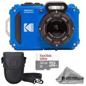 Kodak PIXPRO WPZ2 Waterproof, Shockproof & Dustproof Camera (Blue) 16MP 4X Optical Zoom, Full HD Video + 32GB Memory Card, Camera Case & Microfiber Cloth Kodak PIXPRO WPZ2 Waterproof, Shockproof & Dustproof Camera (Blue) 16MP 4X Optical Zoom, Full HD Video + 32GB Memory Card, Camera Case & Microfiber Cloth