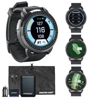 Bushnell Golf iON Elite GPS Smartwatch (Black) | 38,000 Courses, Slope Compensation, Hazard Info, Color Touchscreen, Distance Calculator, Magnet Mount, Scorekeeping | Signature Series Power Bundle Bushnell Golf iON Elite GPS Smartwatch (Black) | 38,000 Courses, Slope Compensation, Hazard Info, Color Touchscreen, Distance Calculator, Magnet Mount, Scorekeeping | Signature Series Power Bundle