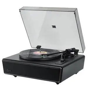 Huygens High Fidelity Bluetooth Record Player with Built-in Speakers Belt Drive Vinyl Turntable with Moving Magnet Cartridge, Bluetooth Input Output and Aux-in (Huygens Black) Huygens High Fidelity Bluetooth Record Player with Built-in Speakers Belt Drive Vinyl Turntable with Moving Magnet Cartridge, Bluetooth Input Output and Aux-in (Huygens Black)