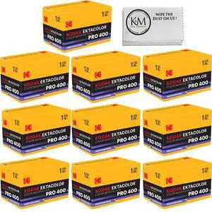 Ektacolor PRO 400 Color Negative Film | 35mm Roll Film (36 Exposures) 10 Rolls + Cloth Ektacolor PRO 400 Color Negative Film | 35mm Roll Film (36 Exposures) 10 Rolls + Cloth