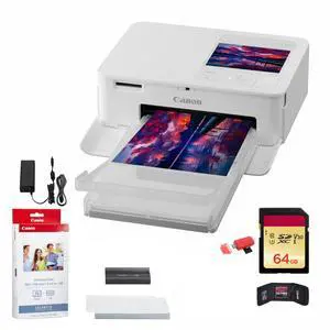 SELPHY CP1500 Compact Photo Printer Accessory Reader (White) Bundle | For Home & Office Printing + 64GB Memory Card + Cleaning Kit + Card Reader + KP-36IP Color Ink and Paper Set (5540C002) SELPHY CP1500 Compact Photo Printer Accessory Reader (White) Bundle | For Home & Office Printing + 64GB Memory Card + Cleaning Kit + Card Reader + KP-36IP Color Ink and Paper Set (5540C002)