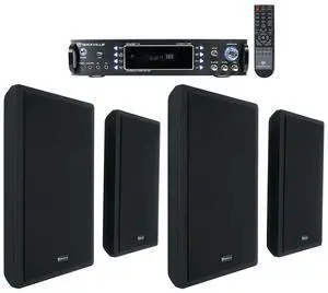 RPA60BT V2 Commercial Bluetooth Receiver with 4 Wall Speakers | 1000W Peak / 250W RMS, Bluetooth, Optical/Coaxial/RCA Inputs, 2 Mic Inputs, 4 Black 5.25" Speakers, Restaurant Use, 5-Items RPA60BT V2 Commercial Bluetooth Receiver with 4 Wall Speakers | 1000W Peak / 250W RMS, Bluetooth, Optical/Coaxial/RCA Inputs, 2 Mic Inputs, 4 Black 5.25" Speakers, Restaurant Use, 5-Items