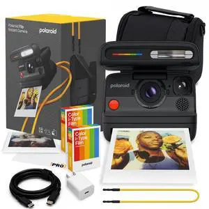 Flip Instant Camera in Black with 4-Lens System + 16 Film Bundle | Instant Camera for Travel, Parties & Creative Photography, Sonar Autofocus, Compatible with i-Type & 600 Film Flip Instant Camera in Black with 4-Lens System + 16 Film Bundle | Instant Camera for Travel, Parties & Creative Photography, Sonar Autofocus, Compatible with i-Type & 600 Film