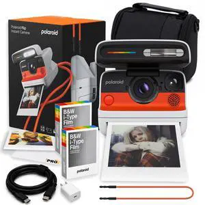 Flip Instant Camera in White w 4Lens System + 16 B&W Film Bundle | Instant Camera for Travel, Parties & Creative Photography, Sonar Autofocus, Compatible with i-Type & 600 Film Flip Instant Camera in White w 4Lens System + 16 B&W Film Bundle | Instant Camera for Travel, Parties & Creative Photography, Sonar Autofocus, Compatible with i-Type & 600 Film