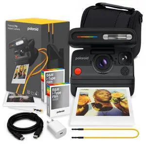 Flip Instant Camera in Black w 4Lens System + 16 B&W Film Bundle | Instant Camera for Travel, Parties & Creative Photography, Sonar Autofocus, Compatible with i-Type & 600 Film Flip Instant Camera in Black w 4Lens System + 16 B&W Film Bundle | Instant Camera for Travel, Parties & Creative Photography, Sonar Autofocus, Compatible with i-Type & 600 Film