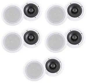 HC655 White Pair 6.5" in-Ceiling Home Theater Speakers, 10-Pack | 500W Peak / 160W RMS, 2-Way, 8-Ohm, Aimable Tweeters, Paintable Flush Grilles, Spring Terminals, 7.6" Cutout HC655 White Pair 6.5" in-Ceiling Home Theater Speakers, 10-Pack | 500W Peak / 160W RMS, 2-Way, 8-Ohm, Aimable Tweeters, Paintable Flush Grilles, Spring Terminals, 7.6" Cutout