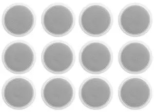 CCL6T White 70V 6" Commercial Ceiling Speakers, 12-Pack | 10W, 5W, 2.5W Transformer Terminal Connections, Flush Mount Grilles, for PA Announcements, Restaurant, Office CCL6T White 70V 6" Commercial Ceiling Speakers, 12-Pack | 10W, 5W, 2.5W Transformer Terminal Connections, Flush Mount Grilles, for PA Announcements, Restaurant, Office