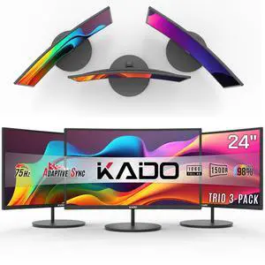 3-Pack Trio 24" Curved 1500R 1920x1080 75Hz FHD Computer Monitor | Triple Monitor Setup HDMI Office Gaming Hybrid, VESA Wall Mount Arm Mount Built-in Speakers, Panoramic Display Multi-tasking 3-Pack Trio 24" Curved 1500R 1920x1080 75Hz FHD Computer Monitor | Triple Monitor Setup HDMI Office Gaming Hybrid, VESA Wall Mount Arm Mount Built-in Speakers, Panoramic Display Multi-tasking