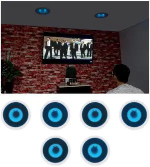HC85B-LED 8" in-Ceiling Home Theater Speakers, 6-Pack | LED Light, 700W Peak / 240W RMS, Kevlar Cone, Rubber Surround, Swivel Tweeter, Flush Mount Paintable Grills, 2-Way, 8 Ohm HC85B-LED 8" in-Ceiling Home Theater Speakers, 6-Pack | LED Light, 700W Peak / 240W RMS, Kevlar Cone, Rubber Surround, Swivel Tweeter, Flush Mount Paintable Grills, 2-Way, 8 Ohm
