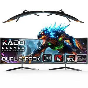 Dual 2-Pack 24" Curved 1500R 180Hz 1ms 1920x1080 Gaming Office Monitor | AMD FreeSync Premium DisplayPort HDMI, Panoramic Gaming Multi-View Split Screen Streaming, VESA Mount Built-in Speakers Dual 2-Pack 24" Curved 1500R 180Hz 1ms 1920x1080 Gaming Office Monitor | AMD FreeSync Premium DisplayPort HDMI, Panoramic Gaming Multi-View Split Screen Streaming, VESA Mount Built-in Speakers