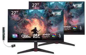 Nitro 27" FHD IPS ZeroFrame Design Gaming Monitor Up to 200Hz 2-Pack | AMD FreeSync Premium, DisplayHDR10, sRGB 99%, VESA Mount, Displayport, HDMI & USB Hub, Black VG270X | UM.HV0AA.101 Nitro 27" FHD IPS ZeroFrame Design Gaming Monitor Up to 200Hz 2-Pack | AMD FreeSync Premium, DisplayHDR10, sRGB 99%, VESA Mount, Displayport, HDMI & USB Hub, Black VG270X | UM.HV0AA.101