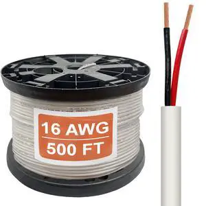 16 Gauge Wire (16 AWG) - 2 Conductor Stranded Copper Unshielded Cable - UL Listed 16/2 Home Electrical Wire - Low Voltage Up to 300V - CMP/CL3P Low Smoke Plenum Jacket - USA Made (500ft) 16 Gauge Wire (16 AWG) - 2 Conductor Stranded Copper Unshielded Cable - UL Listed 16/2 Home Electrical Wire - Low Voltage Up to 300V - CMP/CL3P Low Smoke Plenum Jacket - USA Made (500ft)