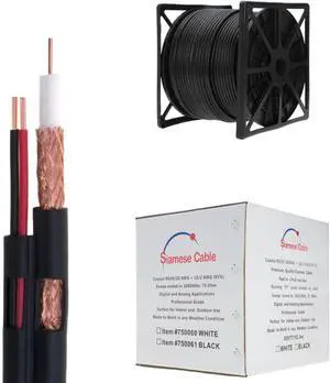 Siamese Cable Rg59 20AWG + 18/2AWG, 95% Shielding Video & Power Wire CCTV Security Camera Bulk (1000, Feet) Siamese Cable Rg59 20AWG + 18/2AWG, 95% Shielding Video & Power Wire CCTV Security Camera Bulk (1000, Feet)