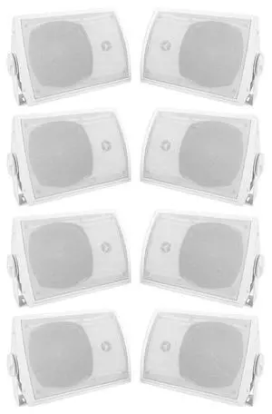 HP5S-8 White 5.25" Outdoor/Indoor Home Theater Speakers, 8-Pack | Swivel Bracket, 420W Peak/140W RMS, IPX44 Weather Resistant, 8 Ohm, Patio, Gym, Hotel Use HP5S-8 White 5.25" Outdoor/Indoor Home Theater Speakers, 8-Pack | Swivel Bracket, 420W Peak/140W RMS, IPX44 Weather Resistant, 8 Ohm, Patio, Gym, Hotel Use