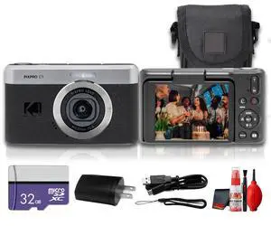 PIXPRO C1 Compact Digital Camera (Black), 13MP Point and Shoot Camera for Selfies, Travel, Vlogging and Everyday Photos (C1-BK) + 32GB Card + Camera Bag + Cleaning Kit (7pc Bundle) PIXPRO C1 Compact Digital Camera (Black), 13MP Point and Shoot Camera for Selfies, Travel, Vlogging and Everyday Photos (C1-BK) + 32GB Card + Camera Bag + Cleaning Kit (7pc Bundle)