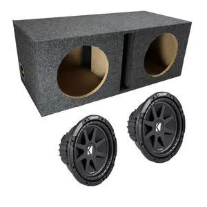 Kicker Comp C10 Dual 10 Inch Loaded Vented Sub Box Enclosure 2 Ohm | ported design for louder deeper bass, matched subwoofer pair included, works in hatchbacks trunks and SUVs, amp ready Kicker Comp C10 Dual 10 Inch Loaded Vented Sub Box Enclosure 2 Ohm | ported design for louder deeper bass, matched subwoofer pair included, works in hatchbacks trunks and SUVs, amp ready