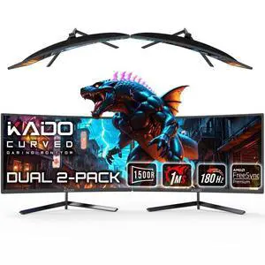 2-Pack 24" 180Hz 1ms Curved 1500R 1920x1080 Gaming Computer Monitor | AMD FreeSync Premium DisplayPort HDMI, Panoramic Gaming Multi-View Split Screen Streaming, VESA Mount Built-in Speakers 2-Pack 24" 180Hz 1ms Curved 1500R 1920x1080 Gaming Computer Monitor | AMD FreeSync Premium DisplayPort HDMI, Panoramic Gaming Multi-View Split Screen Streaming, VESA Mount Built-in Speakers