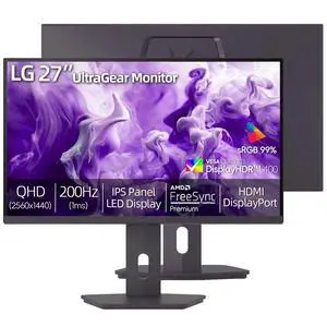 Ultragear 27" QHD Gaming Monitor, 1440p IPS Display, 200Hz, 1ms Response, DisplayHDR 400, FreeSync Premium, HDMI, Displayport, USB Type-C, Tilt/Height/Swivel & Pivot Adjustment Stand Ultragear 27" QHD Gaming Monitor, 1440p IPS Display, 200Hz, 1ms Response, DisplayHDR 400, FreeSync Premium, HDMI, Displayport, USB Type-C, Tilt/Height/Swivel & Pivot Adjustment Stand