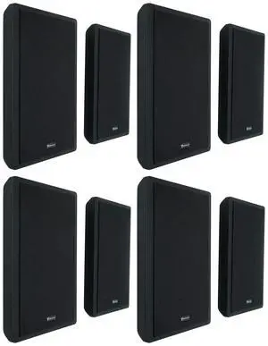 RockSlim Black 5.25" Home Theater Wall Mount Speakers, 8-Pack | 240W Peak Power, 80W RMS, Slim 1.38" Design, Easy Wall Mount, 0.5" Mylar Tweeters, Black Finish RockSlim Black 5.25" Home Theater Wall Mount Speakers, 8-Pack | 240W Peak Power, 80W RMS, Slim 1.38" Design, Easy Wall Mount, 0.5" Mylar Tweeters, Black Finish