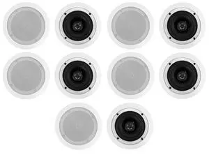 CC525T White 5.25" 40W RMS Commercial Ceiling Speakers, 10-Pack | 70V, 20W/10W/5W/2.5W Selectable Taps, 2-Way, 8 Ohm Compatible, Swivel Tweeter, Paintable Grills, In-Ceiling, For Restaurants CC525T White 5.25" 40W RMS Commercial Ceiling Speakers, 10-Pack | 70V, 20W/10W/5W/2.5W Selectable Taps, 2-Way, 8 Ohm Compatible, Swivel Tweeter, Paintable Grills, In-Ceiling, For Restaurants