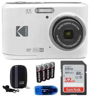 Pixpro FZ45 Digital Camera Bundle, Includes: SanDisk 32GB Memory Card, Spare Batteries, Hard Shell Camera Case and Card Reader (5 Items) (White) Pixpro FZ45 Digital Camera Bundle, Includes: SanDisk 32GB Memory Card, Spare Batteries, Hard Shell Camera Case and Card Reader (5 Items) (White)