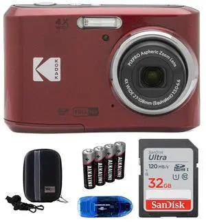 Pixpro FZ45 Digital Camera Bundle, Includes: SanDisk 32GB Memory Card, Spare Batteries, Hard Shell Camera Case and Card Reader (5 Items) (Red) Pixpro FZ45 Digital Camera Bundle, Includes: SanDisk 32GB Memory Card, Spare Batteries, Hard Shell Camera Case and Card Reader (5 Items) (Red)