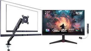 Nitro 27" FHD IPS ZeroFrame Design Gaming Monitor Up to 200Hz | AMD FreeSync Premium, DisplayHDR10, VESA Mnt, Displayport, HDMI & USB Hub,Black UM.HV0AA.101 w/DKZ Hub Single Mount Arm Nitro 27" FHD IPS ZeroFrame Design Gaming Monitor Up to 200Hz | AMD FreeSync Premium, DisplayHDR10, VESA Mnt, Displayport, HDMI & USB Hub,Black UM.HV0AA.101 w/DKZ Hub Single Mount Arm