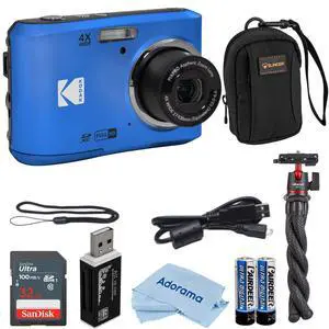 PIXPRO FZ45 Friendly Zoom 16MP Full HD Digital Camera, Bundle with 32GB Memory Card and Camera Bag, Flexible Tripod, and Card Reader (Blue) PIXPRO FZ45 Friendly Zoom 16MP Full HD Digital Camera, Bundle with 32GB Memory Card and Camera Bag, Flexible Tripod, and Card Reader (Blue)