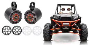 (2) 45KM654L 6.5" 390w Marine LED Speakers w/Charcoal with White Grilles KM65 Bundle with 2 Rockville MAC65B 6.5" Black Aluminum Wakeboard Tower Speaker Pod Enclosures (2) 45KM654L 6.5" 390w Marine LED Speakers w/Charcoal with White Grilles KM65 Bundle with 2 Rockville MAC65B 6.5" Black Aluminum Wakeboard Tower Speaker Pod Enclosures