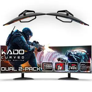 2-Pack 27" 240Hz 1ms Curved 1500R 1920x1080 Gaming Computer Monitor | AMD FreeSync Premium, Panoramic Gaming Multi-View Split Screen Streaming, VESA Mount HDMI DisplayPort Built-in Speakers 2-Pack 27" 240Hz 1ms Curved 1500R 1920x1080 Gaming Computer Monitor | AMD FreeSync Premium, Panoramic Gaming Multi-View Split Screen Streaming, VESA Mount HDMI DisplayPort Built-in Speakers