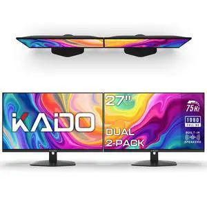 Dual Monitor 2-Pack 27" 1920x1080 75Hz FHD Computer Monitor | HDMI Office Gaming Hybrid Desk Setup, VESA Wall Mount Arm Mount Built-in Speakers, Panoramic Display Multi-tasking Dual Monitor 2-Pack 27" 1920x1080 75Hz FHD Computer Monitor | HDMI Office Gaming Hybrid Desk Setup, VESA Wall Mount Arm Mount Built-in Speakers, Panoramic Display Multi-tasking