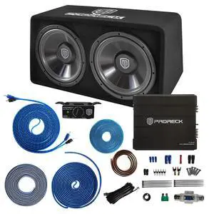 PR-122M 1500W Dual 12" Car Subwoofer Enclosure Audio with SubwooferMono Block Amplifier and Wiring Installation Kit PR-122M 1500W Dual 12" Car Subwoofer Enclosure Audio with SubwooferMono Block Amplifier and Wiring Installation Kit