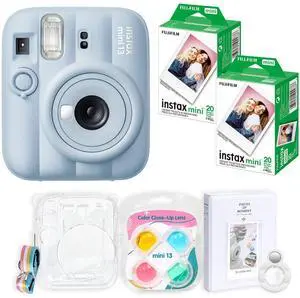 Instax Mini 13 Instant Film Camera Kit (Frost Blue, 40 Films) | Bundle Includes Slinger Clear Case, 4 Color Filters, Selfie Mirror, Album & Instax Mini Film Instax Mini 13 Instant Film Camera Kit (Frost Blue, 40 Films) | Bundle Includes Slinger Clear Case, 4 Color Filters, Selfie Mirror, Album & Instax Mini Film