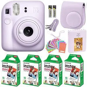 Instax Mini 12 Instant Camera Pastel Blue with Film Value Pack (40 Sheets) + Accessories Including Galaxy Carrying Case Strap, Photo Album, Stickers (Purple) Instax Mini 12 Instant Camera Pastel Blue with Film Value Pack (40 Sheets) + Accessories Including Galaxy Carrying Case Strap, Photo Album, Stickers (Purple)