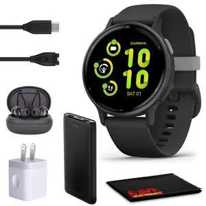Vivoactive 5 Fitness Tracker Smart Watch for Women & Men with Slate Aluminum Bezel with Black Case and Silicone Band with 11 Days Battery Life and Bright 1.2 AMOLED Touchscreen Display Vivoactive 5 Fitness Tracker Smart Watch for Women & Men with Slate Aluminum Bezel with Black Case and Silicone Band with 11 Days Battery Life and Bright 1.2 AMOLED Touchscreen Display