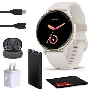 Vivoactive 5 Fitness Tracker Smart Watch for Women & Men with Cream Gold Aluminum Bezel & Ivory Case and Silicone Band with 11 Days Battery Life and Bright 1.2 AMOLED Touchscreen Display Vivoactive 5 Fitness Tracker Smart Watch for Women & Men with Cream Gold Aluminum Bezel & Ivory Case and Silicone Band with 11 Days Battery Life and Bright 1.2 AMOLED Touchscreen Display