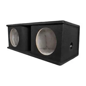 QPower Dual 10 Inch Horn Ported Subwoofer Box Enclosure, 5/8" MDF Car Audio Speaker Box, 1.2 Cubic Feet Per Sub Vented Design, Black Carpet Finish QPower Dual 10 Inch Horn Ported Subwoofer Box Enclosure, 5/8" MDF Car Audio Speaker Box, 1.2 Cubic Feet Per Sub Vented Design, Black Carpet Finish