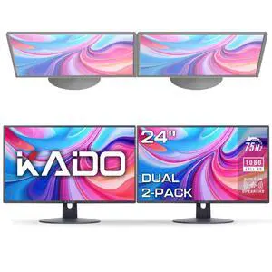 Dual Monitor 2-Pack 24" 1920x1080 75Hz FHD Computer Monitor | HDMI Office Gaming Hybrid Desk Setup, VESA Wall Mount Arm Mount Built-in Speakers, Panoramic Display Multi-tasking Dual Monitor 2-Pack 24" 1920x1080 75Hz FHD Computer Monitor | HDMI Office Gaming Hybrid Desk Setup, VESA Wall Mount Arm Mount Built-in Speakers, Panoramic Display Multi-tasking
