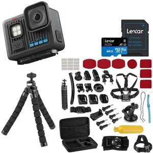 LIT Hero, Lightweight, Compact, Waterproof Action Camera with Built-in Light, Bundle with Froggi Extreme Sport 47-pc Kit, and 64GB SD Card LIT Hero, Lightweight, Compact, Waterproof Action Camera with Built-in Light, Bundle with Froggi Extreme Sport 47-pc Kit, and 64GB SD Card