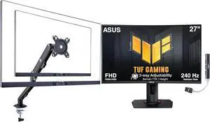 TUF 27" 240Hz FHD Curved Gaming Monitor with Adj Tilt/Swivel/Height | Flicker-Free, Adaptive-sync, AMD FreeSync Premium, VESA Mount, HDMI, Displayport w/DKZ Hub, ErgoFlexy Single Mount Arm TUF 27" 240Hz FHD Curved Gaming Monitor with Adj Tilt/Swivel/Height | Flicker-Free, Adaptive-sync, AMD FreeSync Premium, VESA Mount, HDMI, Displayport w/DKZ Hub, ErgoFlexy Single Mount Arm