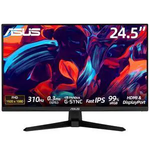 TUF S5 24.5Gaming Monitor - 310Hz, Fast IPS, 0.3ms, G-SYNC Compatible, FreeSync Premium, Extreme Low Motion Blur Sync, 99% sRGB, Gaming AI Technology, 1 X DisplayPort 1.4, 2X HDMI 2.0, Black TUF S5 24.5Gaming Monitor - 310Hz, Fast IPS, 0.3ms, G-SYNC Compatible, FreeSync Premium, Extreme Low Motion Blur Sync, 99% sRGB, Gaming AI Technology, 1 X DisplayPort 1.4, 2X HDMI 2.0, Black