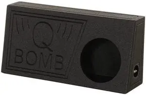 QPower QBomb Single 10" Vented Subwoofer Box, Black Bedliner, 2-Pack | Wood Look Laminate Finish, No Rear Panel for Cord Access, Square Openings, Holds Fabric Bins, Assembly Required QPower QBomb Single 10" Vented Subwoofer Box, Black Bedliner, 2-Pack | Wood Look Laminate Finish, No Rear Panel for Cord Access, Square Openings, Holds Fabric Bins, Assembly Required