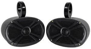 RMSTS69B 6x9 Black Marine Speaker Pair with MAC69B Enclosures | 500W Peak / 125W RMS Each, 2-Way, Waterproof, 4 Ohm, Pair of Aluminum Wakeboard Tower Enclosures, 4-Items RMSTS69B 6x9 Black Marine Speaker Pair with MAC69B Enclosures | 500W Peak / 125W RMS Each, 2-Way, Waterproof, 4 Ohm, Pair of Aluminum Wakeboard Tower Enclosures, 4-Items