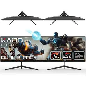 Dual 2-Pack 27" 165Hz 1ms 1920x1080 Flat Screen Computer Monitor | AMD FreeSync Premium Gaming Monitor Setup, Parallel Gaming Panoramic, VESA Mount HDMI DisplayPort Built-in Speakers Dual 2-Pack 27" 165Hz 1ms 1920x1080 Flat Screen Computer Monitor | AMD FreeSync Premium Gaming Monitor Setup, Parallel Gaming Panoramic, VESA Mount HDMI DisplayPort Built-in Speakers