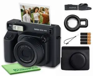 INSTAX Wide 400 Instant Camera (Black) Case Bundle | For Parties, Events & Instant Photos | Includes Cleaning Cloth INSTAX Wide 400 Instant Camera (Black) Case Bundle | For Parties, Events & Instant Photos | Includes Cleaning Cloth